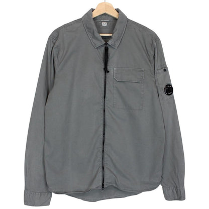 CP Company Grey Full Zip Cotton Lens Overshirt Jacket