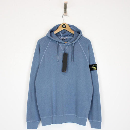 Stone Island SS 2022 Blue Cotton Hoodie Jumper