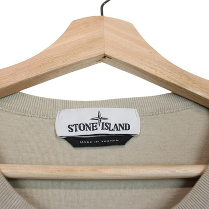Stone Island AW 2019 Beige Short Sleeve Cotton Logo Print T-Shirt