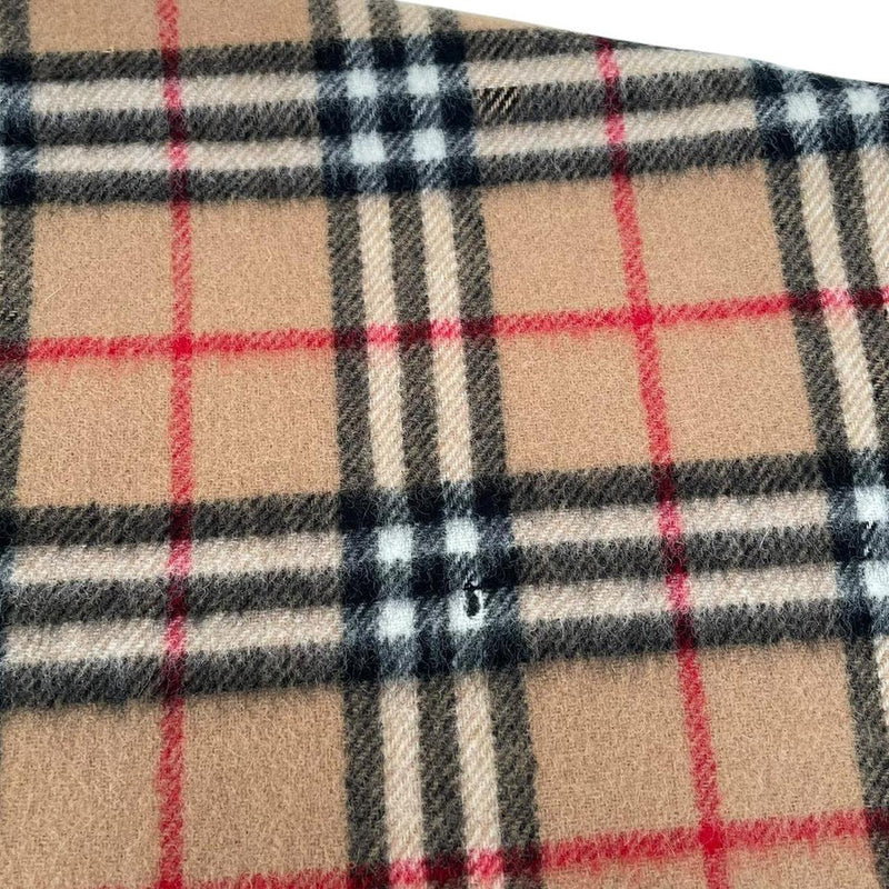 Vintage 90s Burberry Tan Brown Nova Check Lambswool Scarf