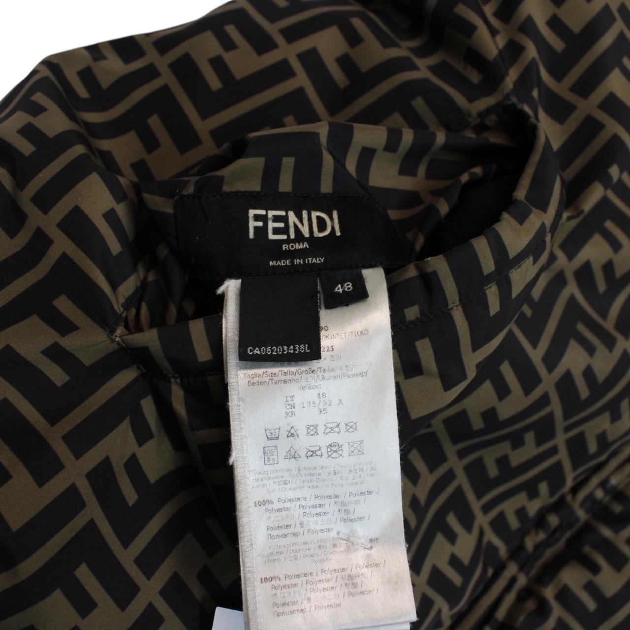 Fendi Brown and Black Zucca Monogram Reversible Down Gilet / Bodywarmer