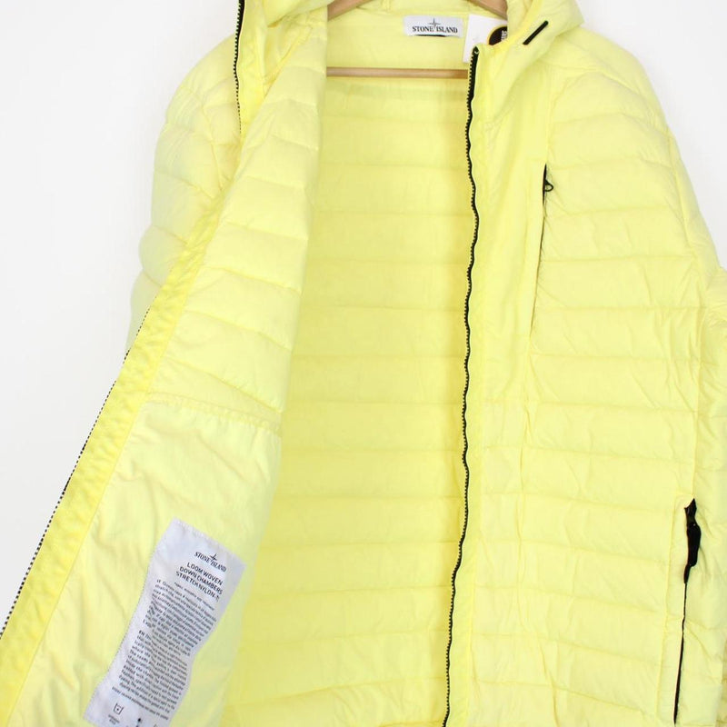 Stone Island AW 2020 Loom Woven Chambers Stretch Nylon TC Yellow Down Jacket
