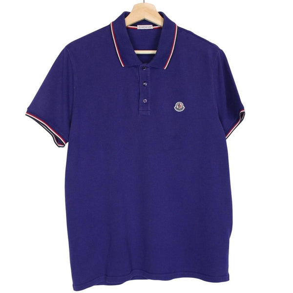 Moncler Maglia Manica Corta Blue Short Sleeve Cotton Polo Shirt