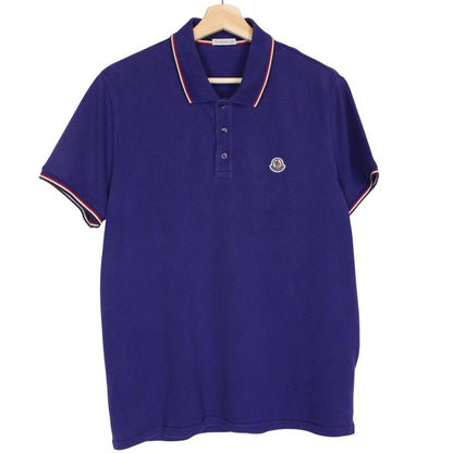 Moncler Maglia Manica Corta Blue Short Sleeve Cotton Polo Shirt