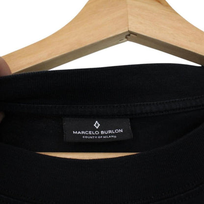 Marcelo Burlon black pocket t-shirt with multicoloured tiger print and logo detail.
