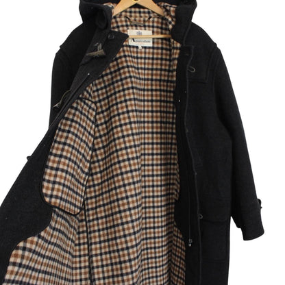 Vintage Aquascutum Dark Grey House Check Wool Blend Duffle Coat