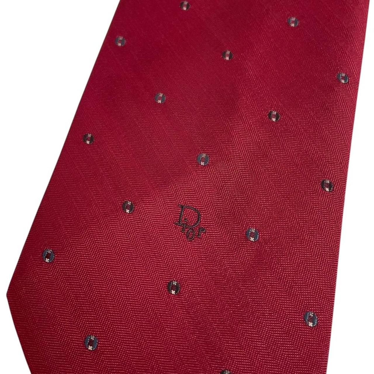 Vintage Christian Dior Burgundy Logo Polyester/Silk Tie