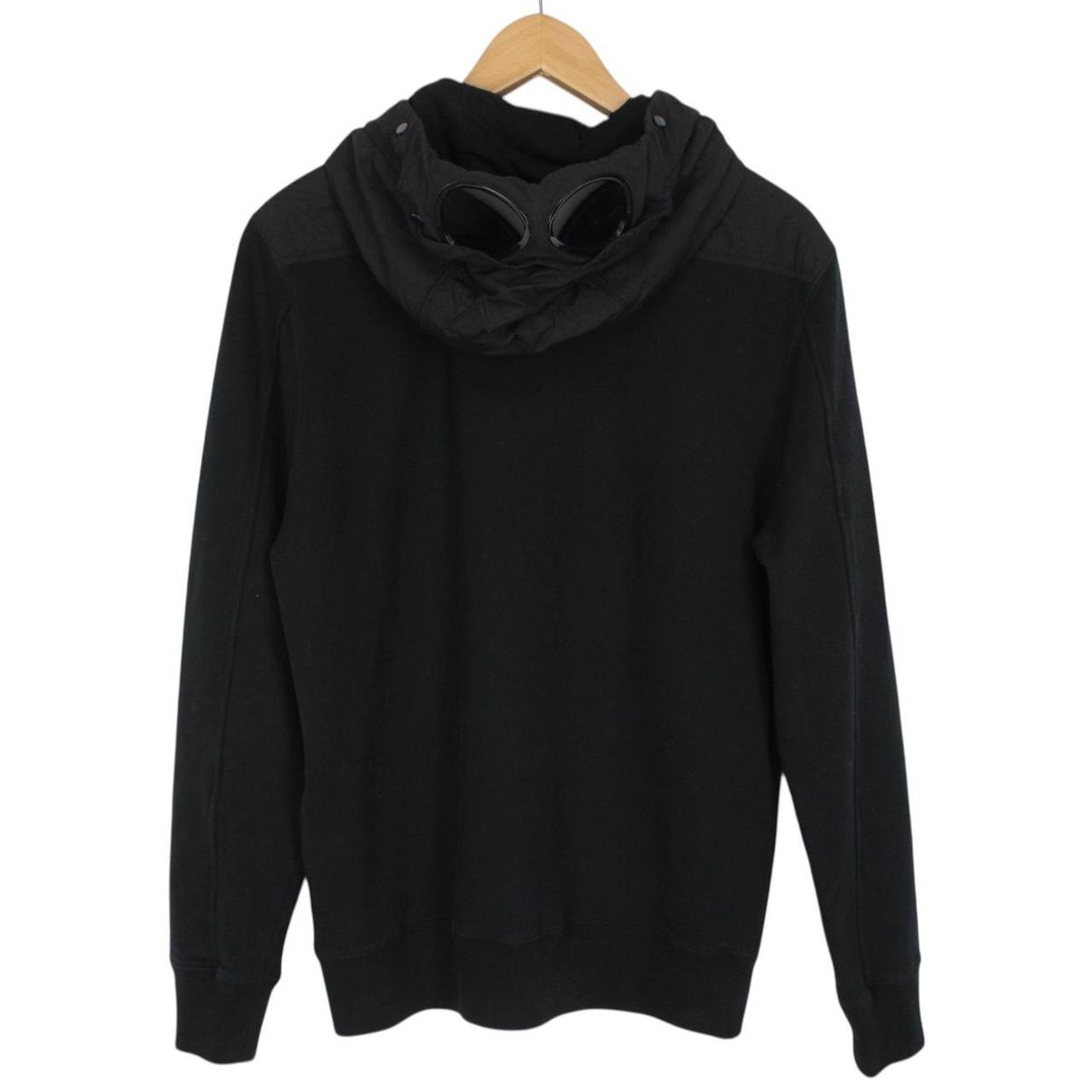 CP Company Black Diagonal Fleece Goggle Lens Hoodie Jumper