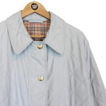 Vintage 90s Burberry Light Blue Nova Check Diamond Quilted Jacket