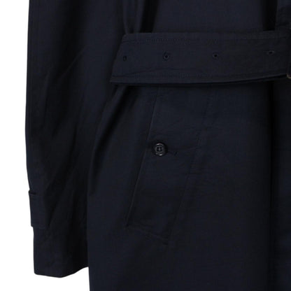 Vintage 90s Burberry Navy Blue Belted Single Breasted Trench Coat