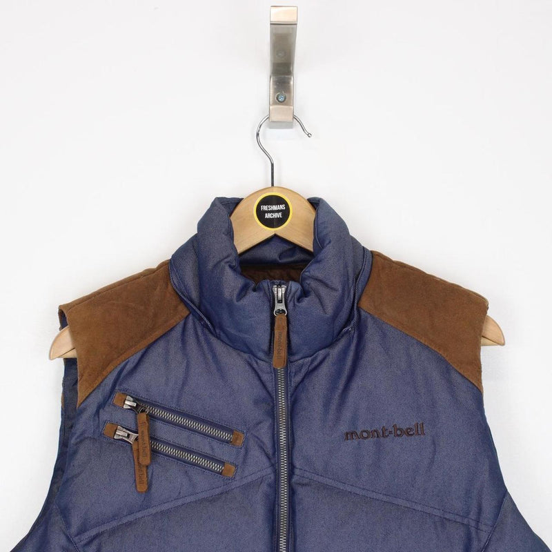 Vintage Montbell Blue and Brown Full Zip Gilet / Bodywarmer
