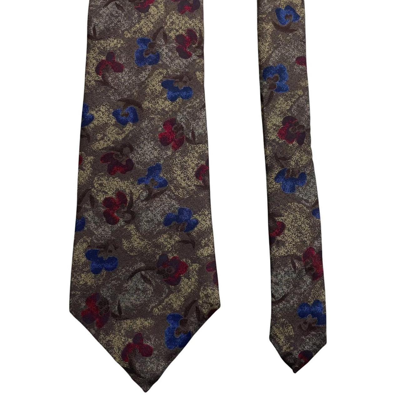 Fendi multicoloured silk tie with abstract print and logo detail.