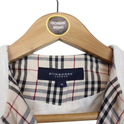 Vintage Burberry London White Nova Check Cotton Full Zip Sweatshirt