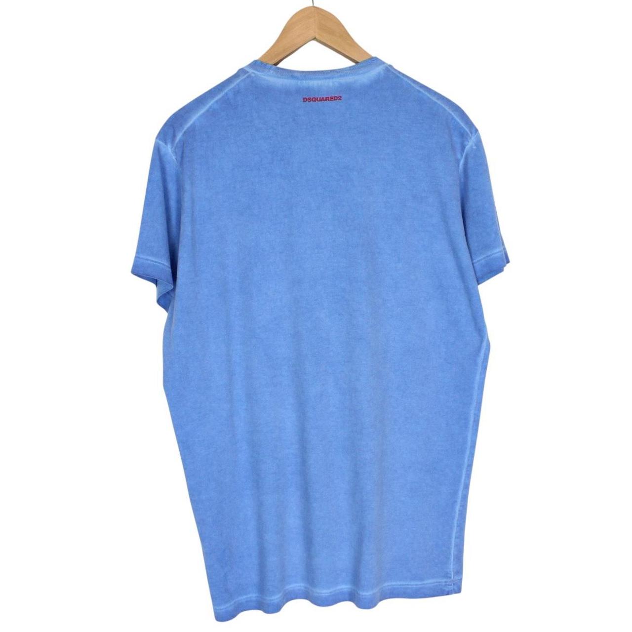 Dsquared2 Blue and Red DSQ2 Split Print Short Sleeve Cotton T-Shirt