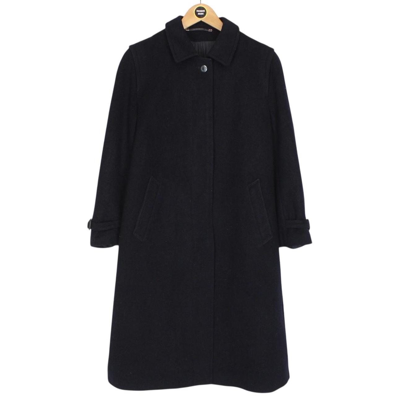 Vintage 90s Burberry Navy Blue Wool Coat