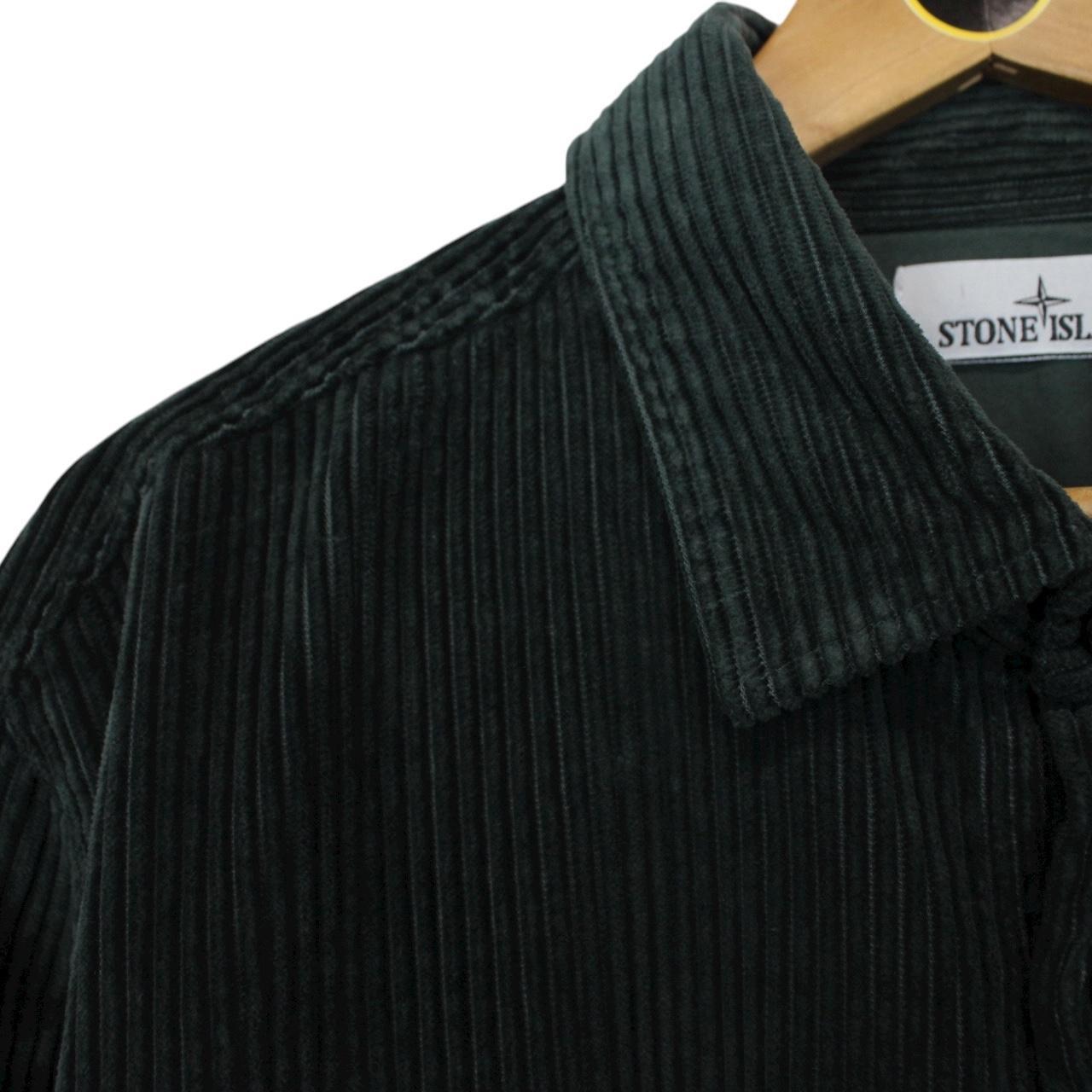 Stone Island AW 2022 Dark Green Long Sleeve Spellout Corduroy Shirt