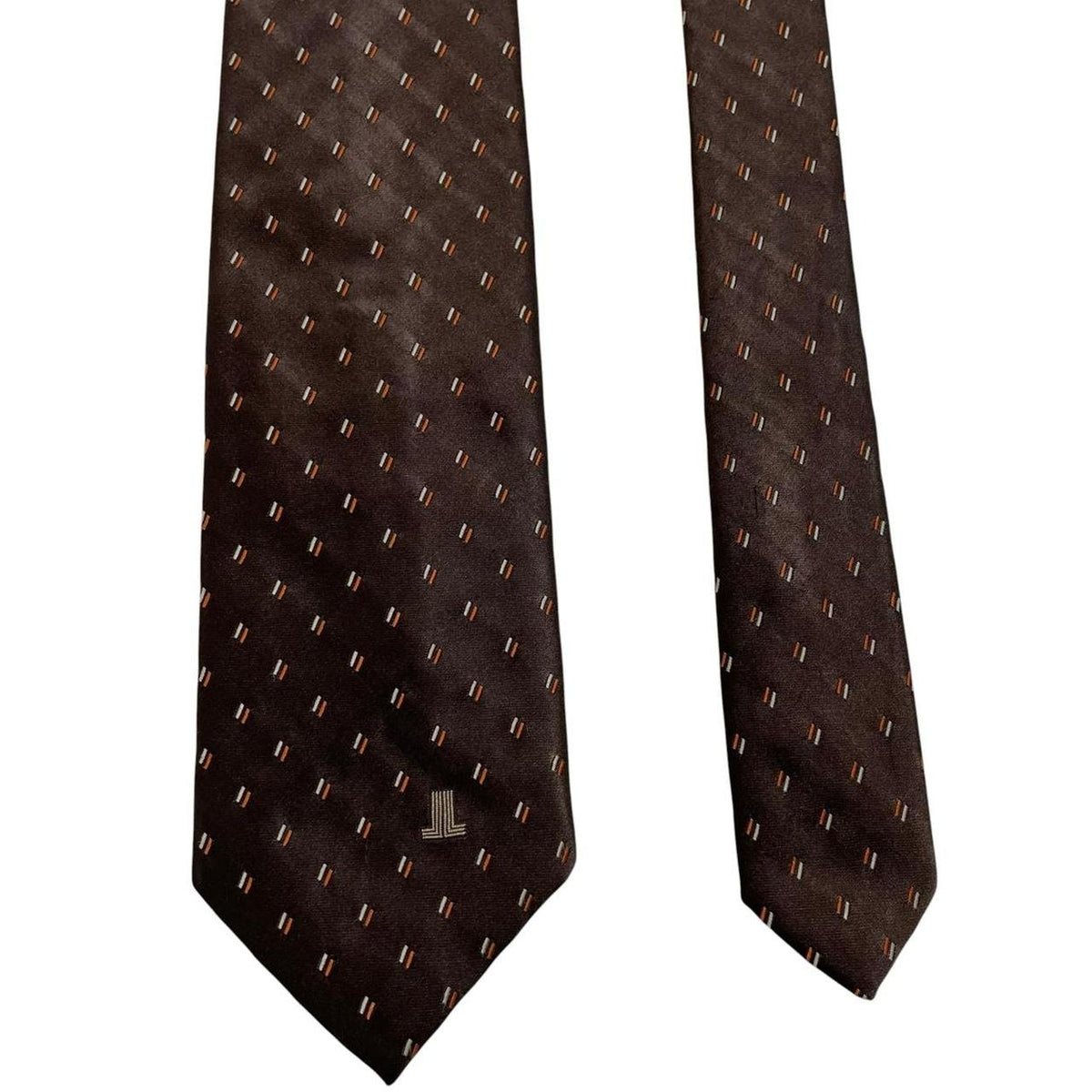 Lanvin brown silk tie with subtle sheen and classic design.