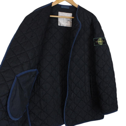Vintage 80s Stone Island Navy Blue Polyester Microfibre Quilted Jacket
