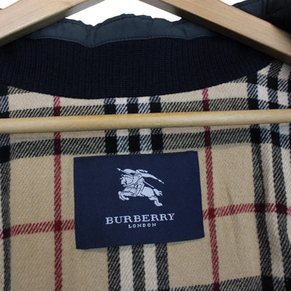 Vintage Burberry London Navy Blue Wool Nova Check Lined Nylon Blend Jacket