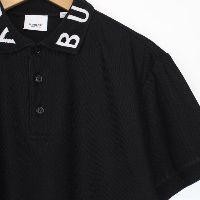 Burberry Ryland Black and White Short Sleeve Cotton Polo Shirt