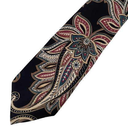 Vintage Christian Dior Black Paisley Print Silk Tie