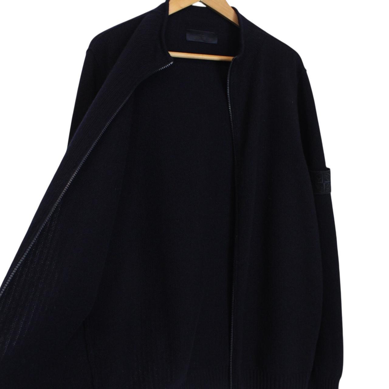 Stone Island Ghost AW 2022 Navy Blue Cashmere Knit Full Zip Jumper