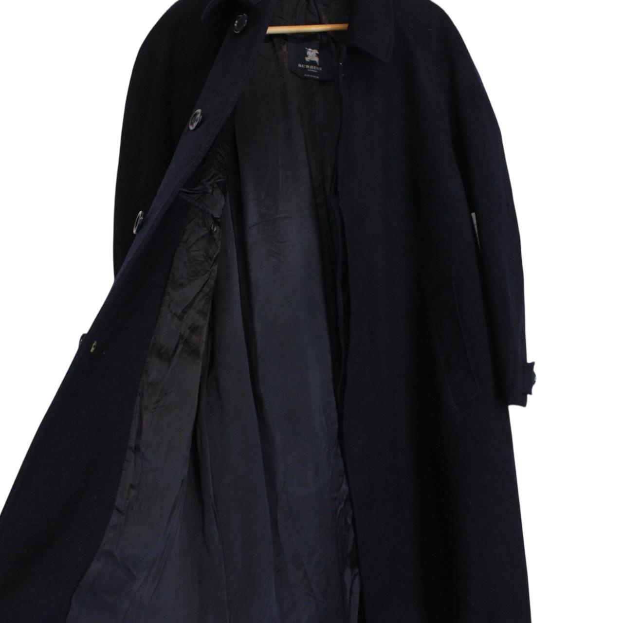Vintage 90s Burberry Navy Blue Virgin Wool Overcoat