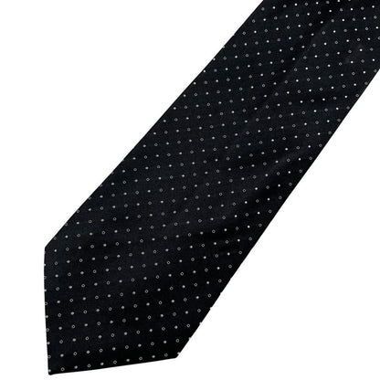 Paul Smith black and white polka dot silk tie with logo and tags attached.
