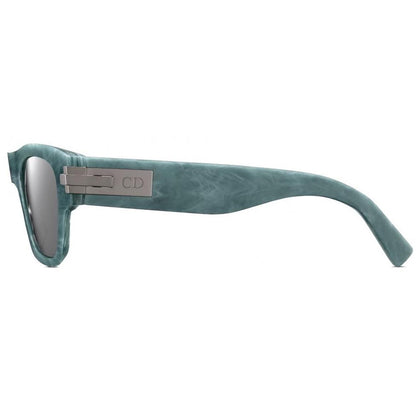 Dior sunglasses black and turquoise marble design with Wayfarer shape and logo.