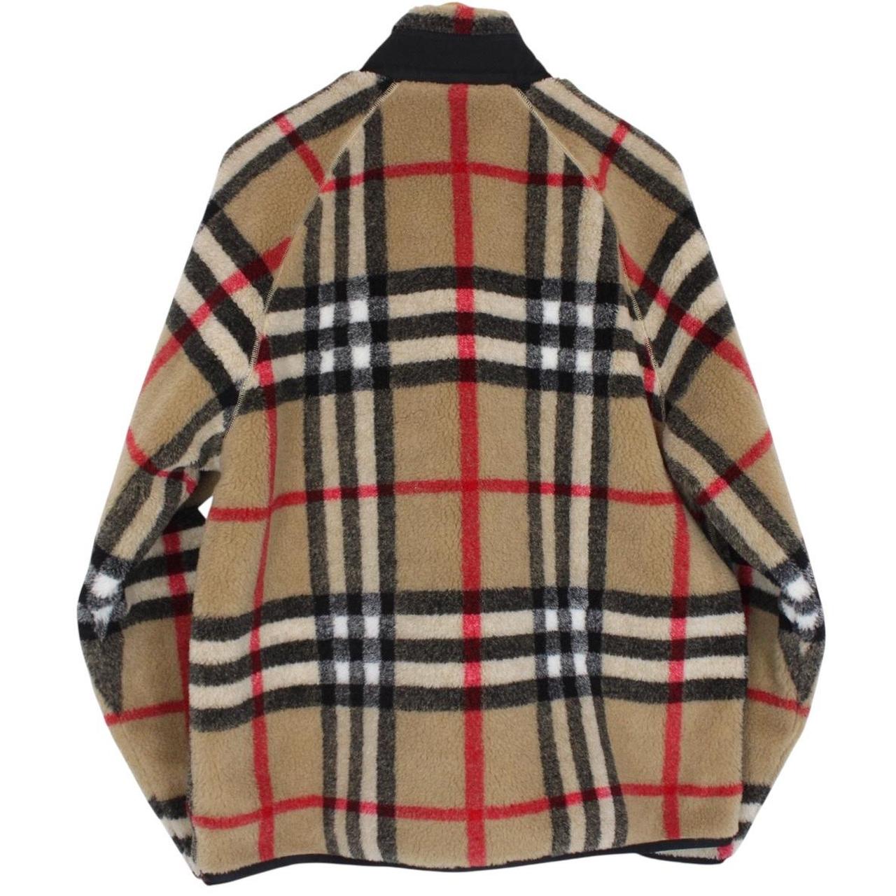 Burberry Tan Brown Nova Check Norton Wool Mix Fleece Jacket