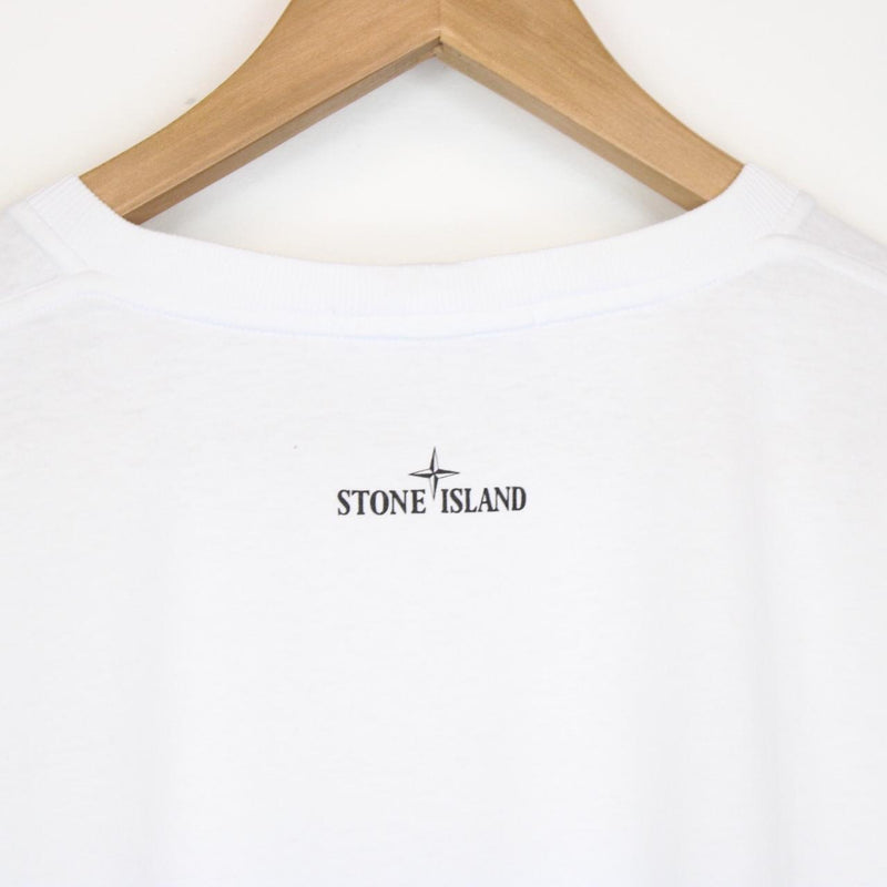 Stone Island AW 2023 White and Black Short Sleeve Logo Print T-Shirt