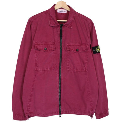 Stone Island AW 2018 Burgundy Full Zip Cotton Overshirt Jacket