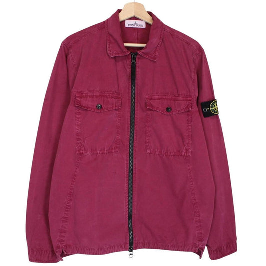 Stone Island AW 2018 Burgundy Full Zip Cotton Overshirt Jacket