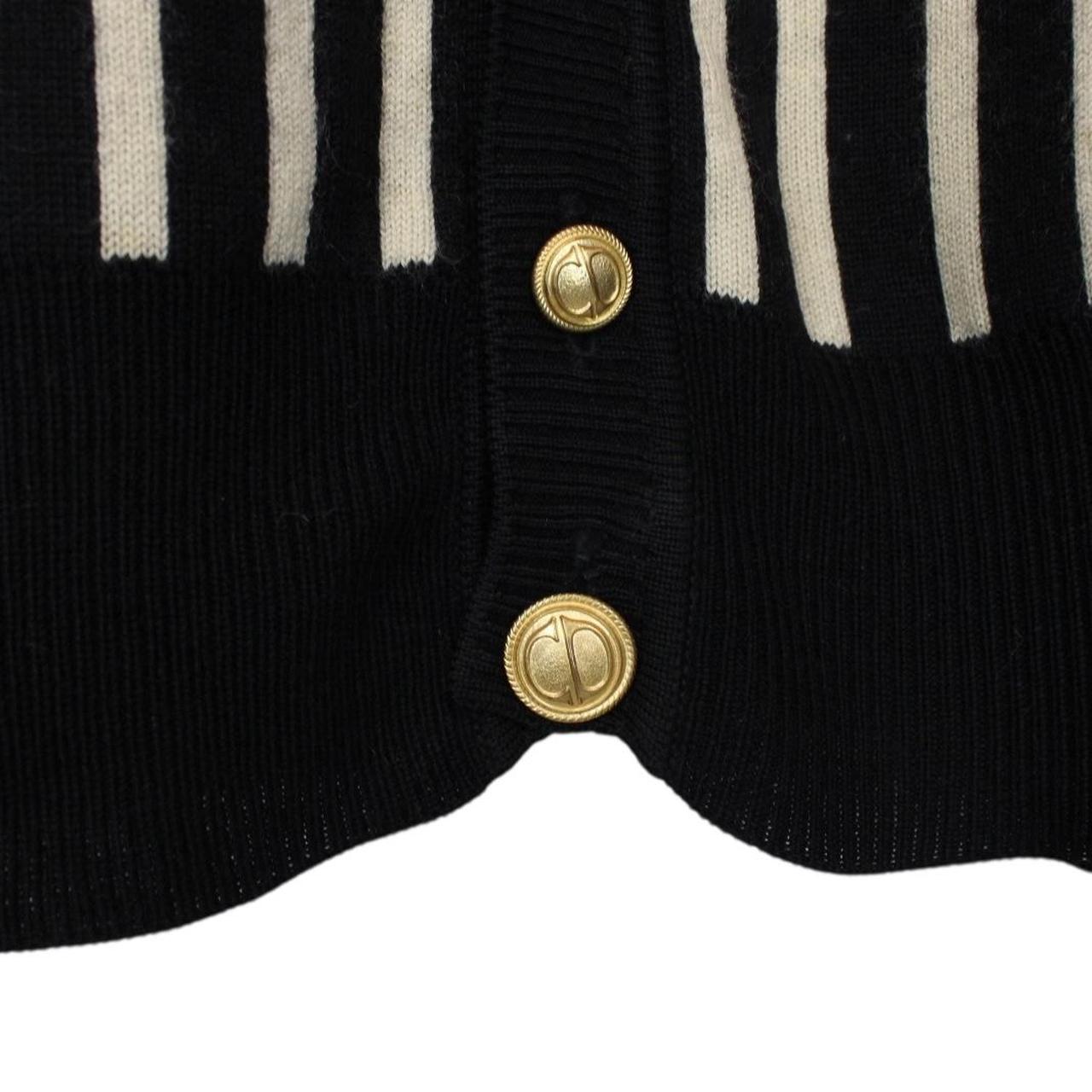 Vintage 90s Christian Dior Sports Black and Beige Wool Knit Monogram Sweater