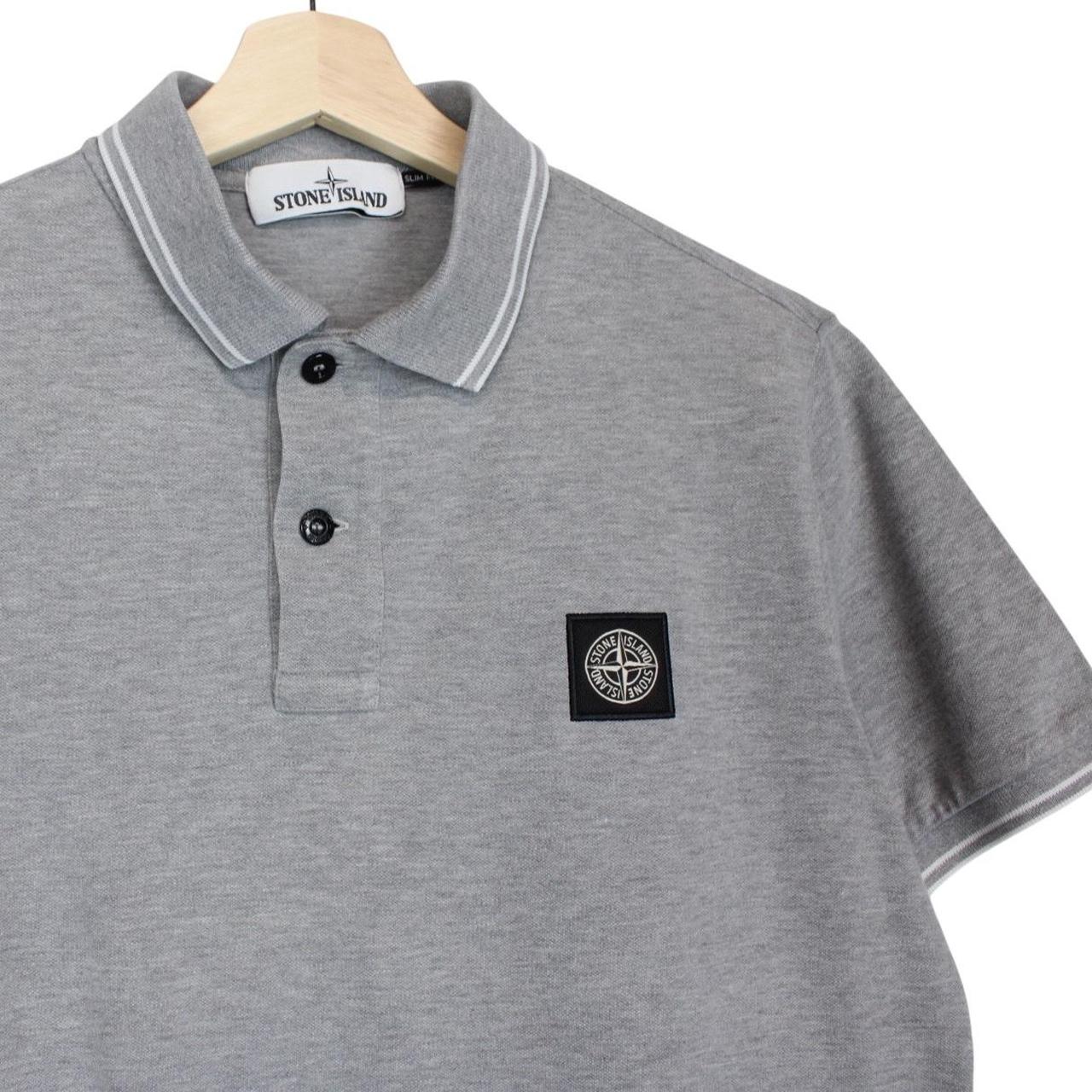 Stone Island Grey Short Sleeve Compass Cotton Polo Shirt
