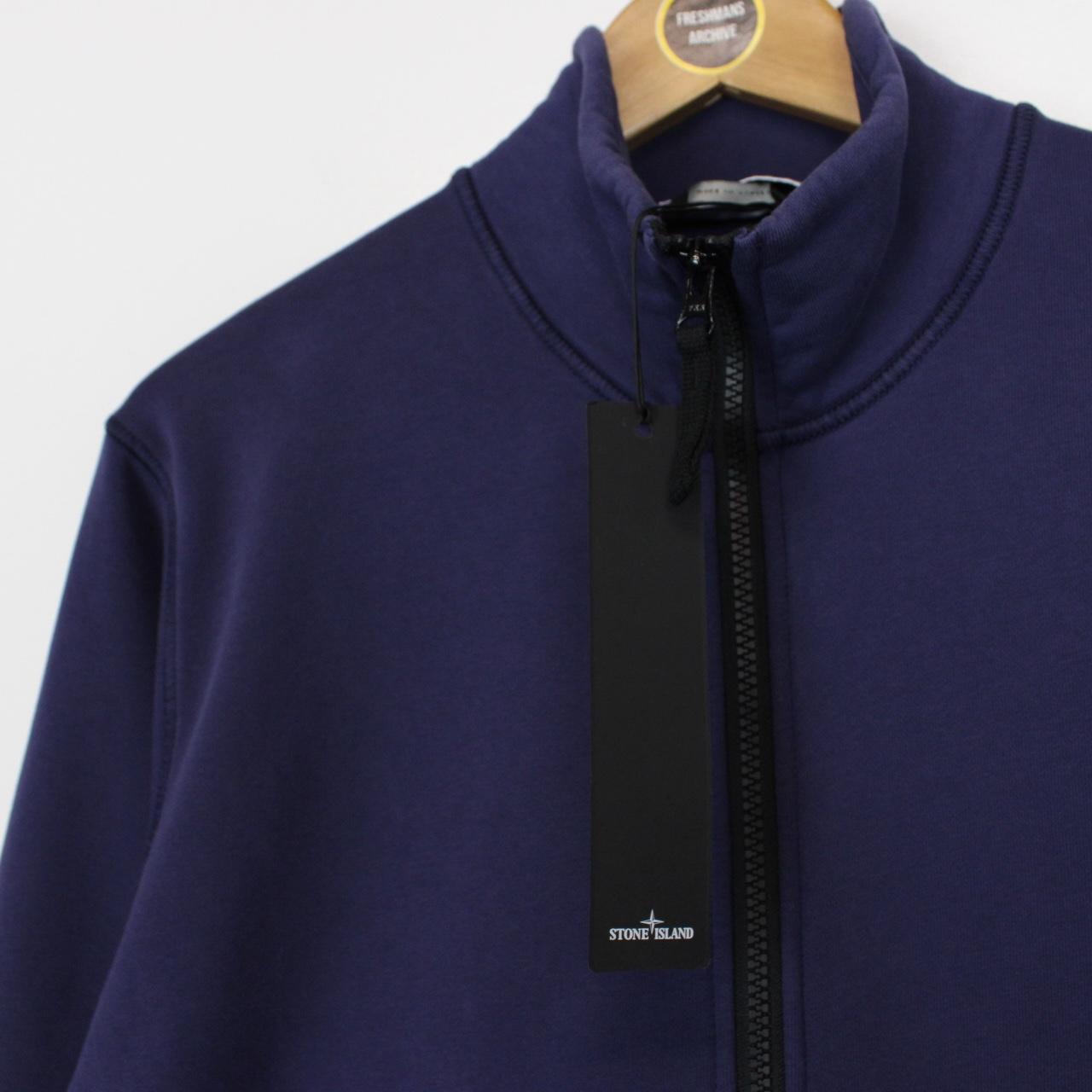 Stone Island SS 2022 Navy Blue Full Zip Organic Cotton Sweatshirt Jumper