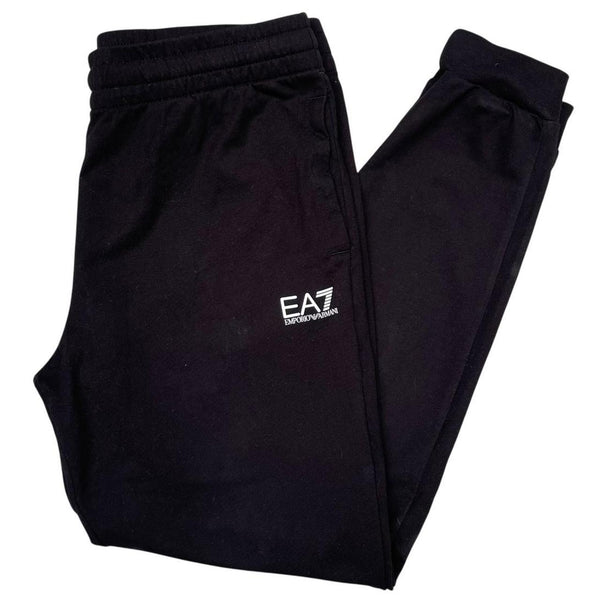 Emporio Armani EA7 Black and White Cotton Tracksuit Bottoms / Joggers