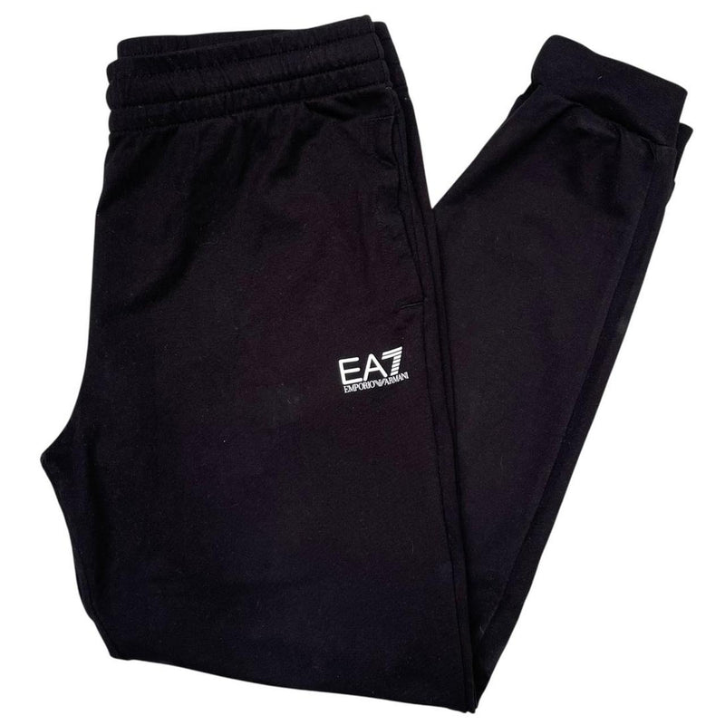 Emporio Armani EA7 Black and White Cotton Tracksuit Bottoms / Joggers