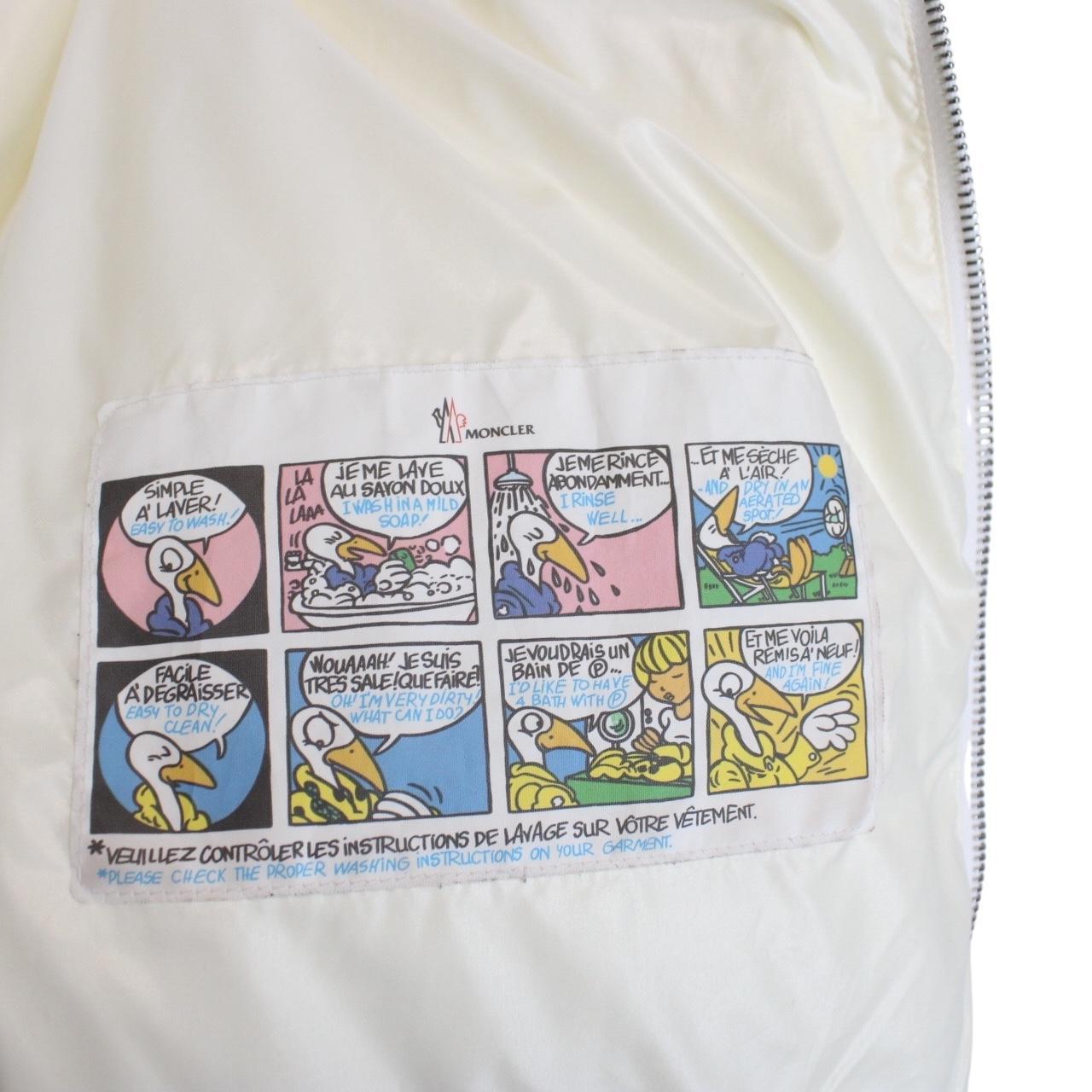 Moncler Friesian White and Black Logo Print Down Jacket