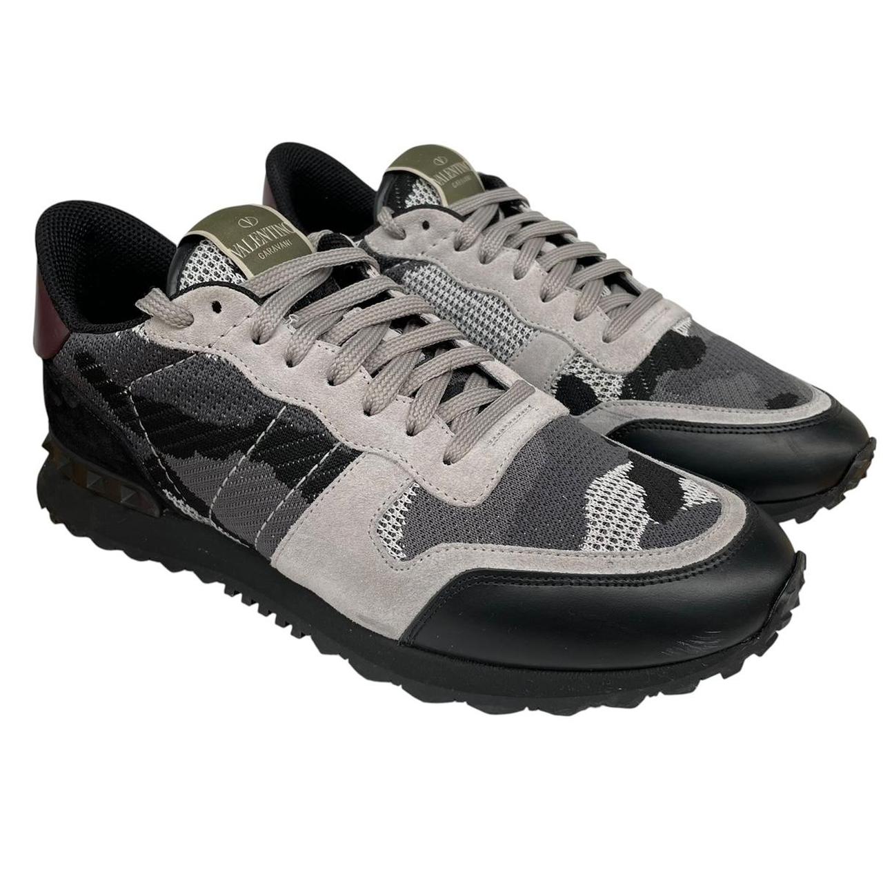Valentino Garavani Rockrunner Black and Grey Mesh Camouflage Trainers