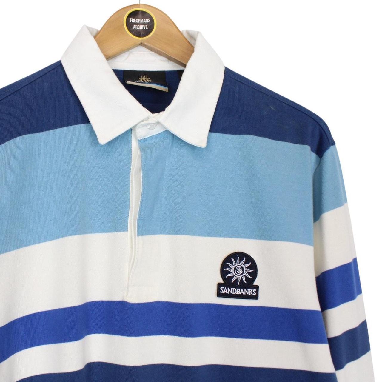 Sandbanks White and Blue Striped Long Sleeve Rugby Shirt