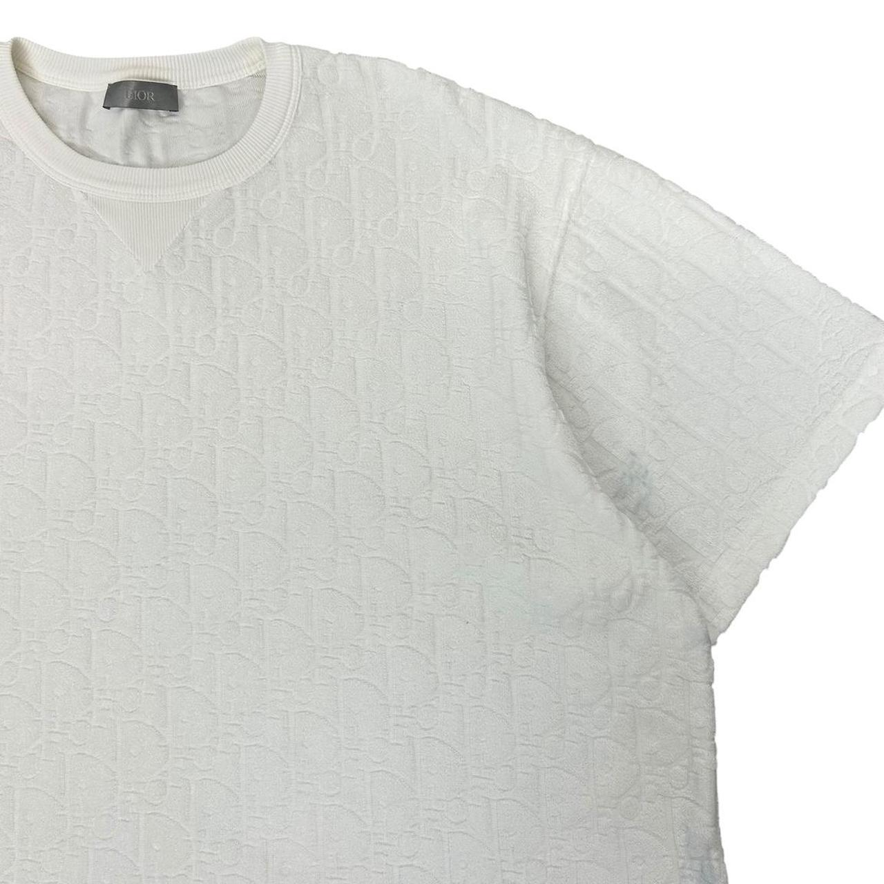 Dior White Oblique Monogram Towel Cotton Relaxed Fit Short Sleeve T-Shirt