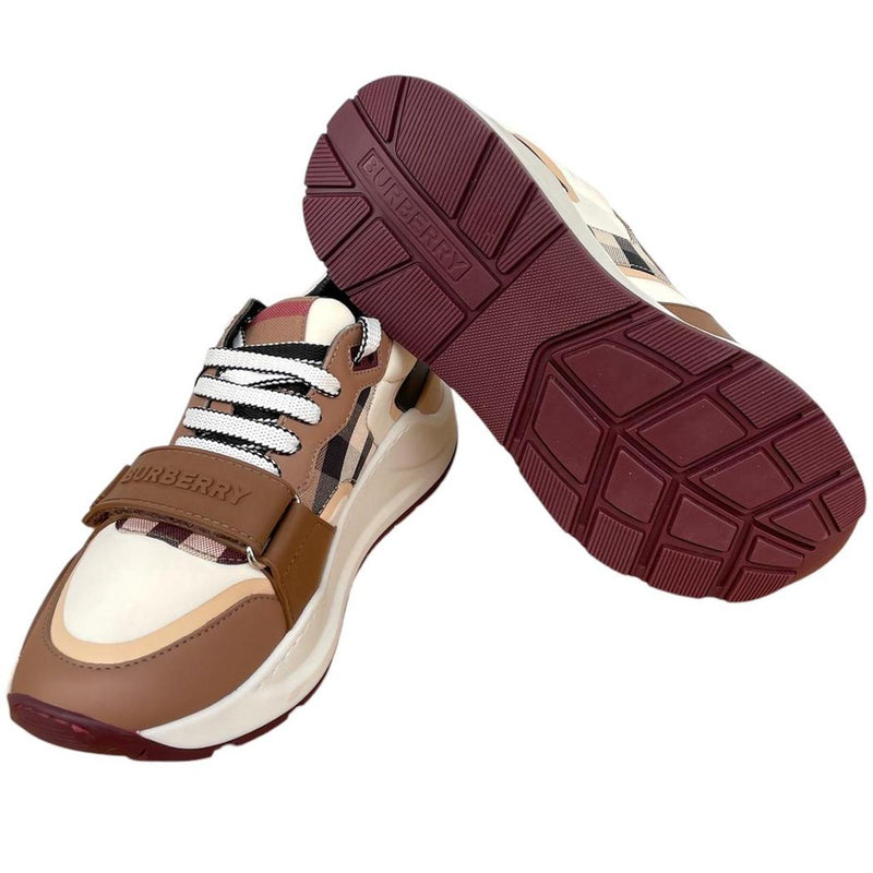 Burberry Ramsey Vintage Check Birch Brown and White Trainers