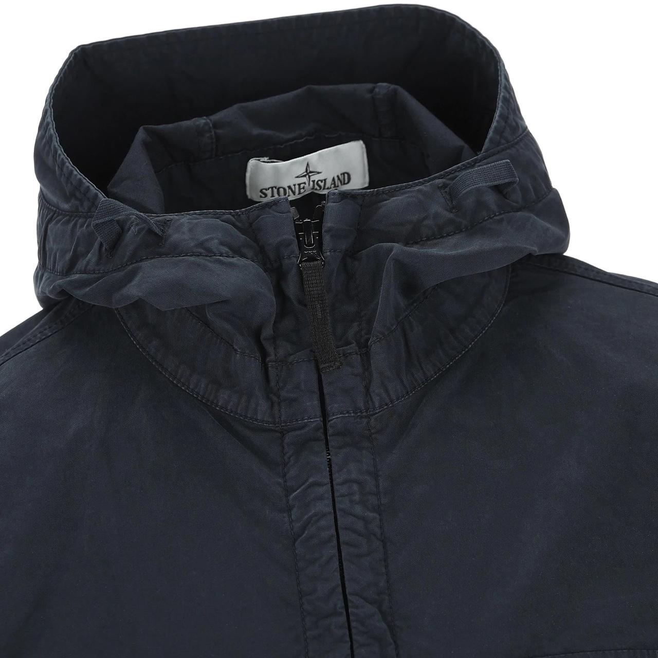 Stone Island Navy Blue Cotton Twill Hooded Jacket