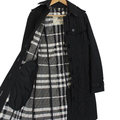 Burberry London Black Nova Check Quilted Belted Trench Coat