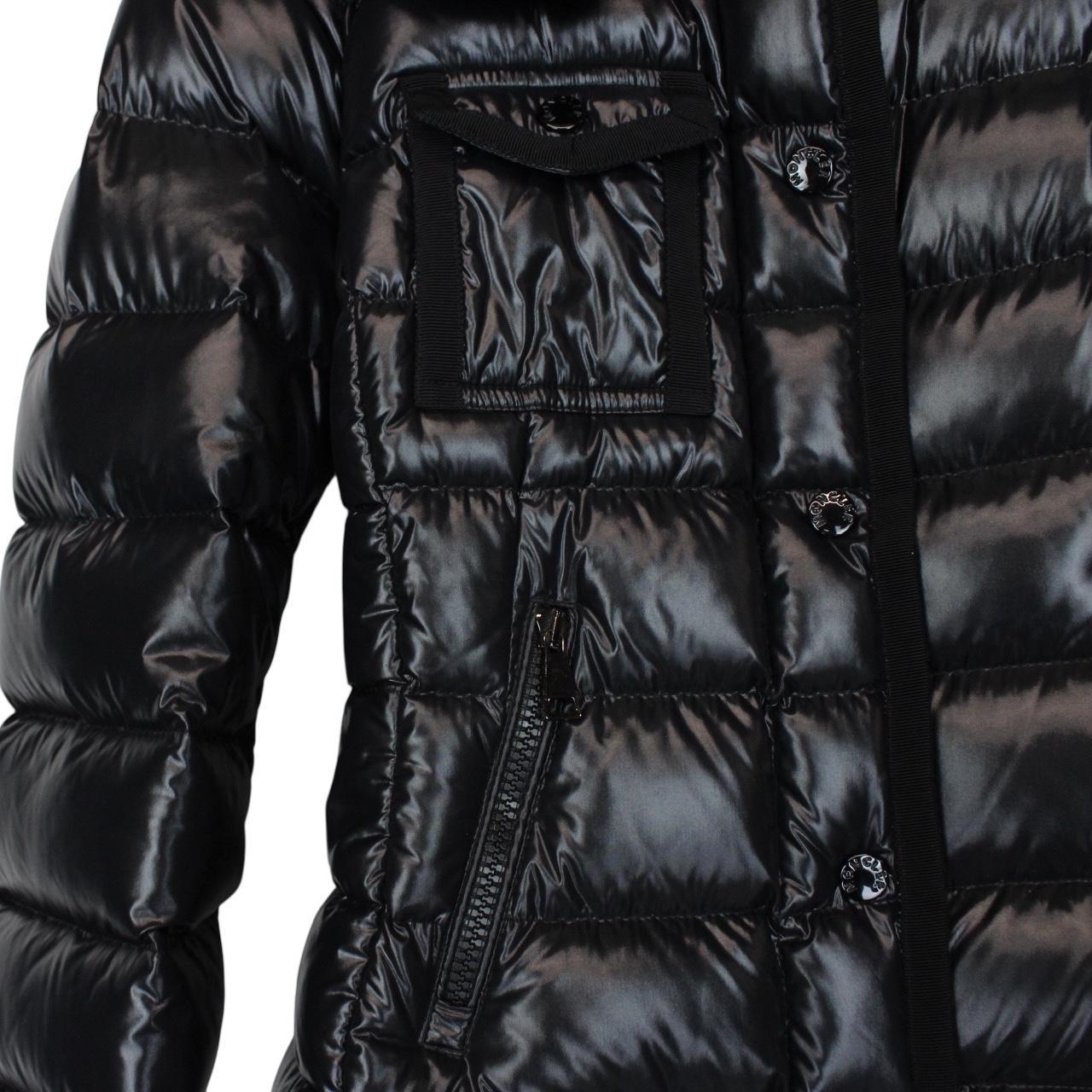 Moncler Armoise Black Full Zip Fur Hooded Down Jacket