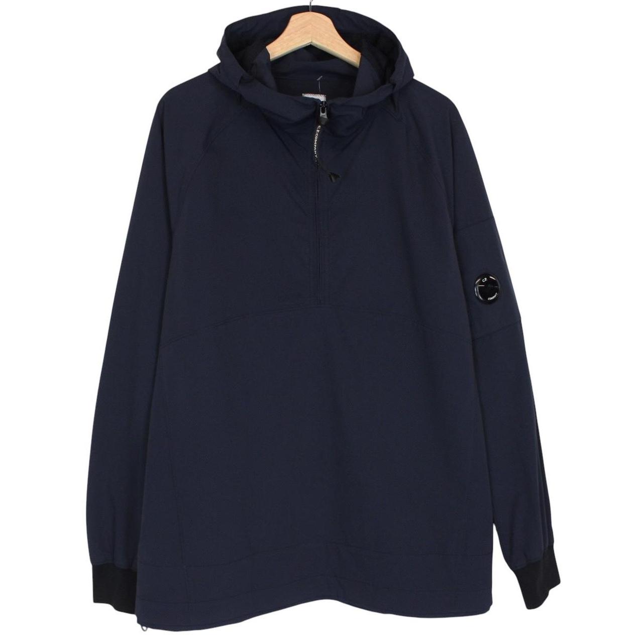 CP Company Navy Blue Nylon 1/4 Zip Lens Hooded Smock Jacket
