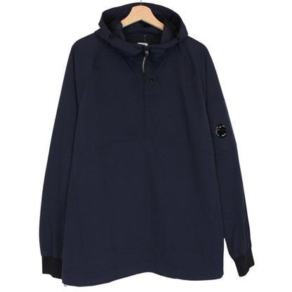 CP Company Navy Blue Nylon 1/4 Zip Lens Hooded Smock Jacket