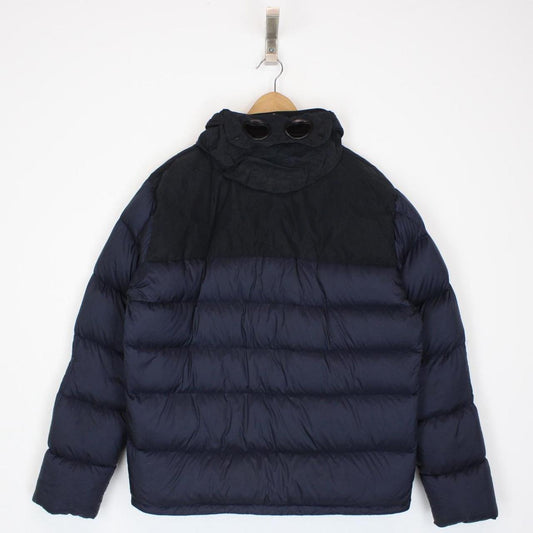 CP Company Navy Blue D D Shell Full Zip Goggle Down Puffer Jacket