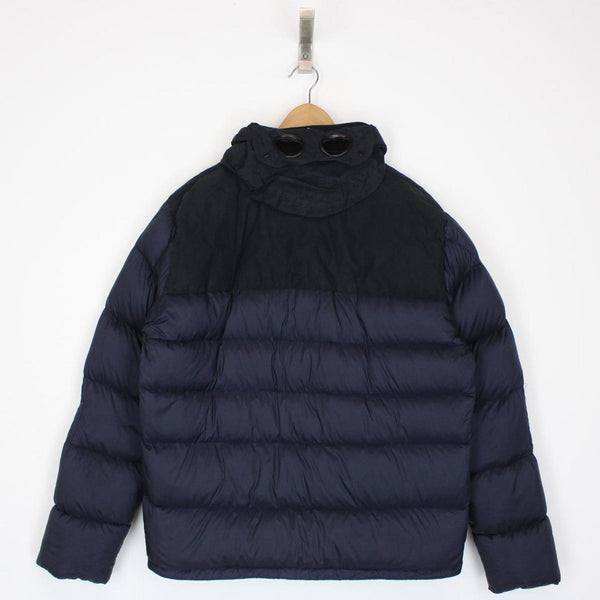 CP Company Navy Blue D D Shell Full Zip Goggle Down Puffer Jacket